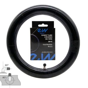 Cámara de aire 16×2,5 válvula curva 90ºx90º [Ewheel]