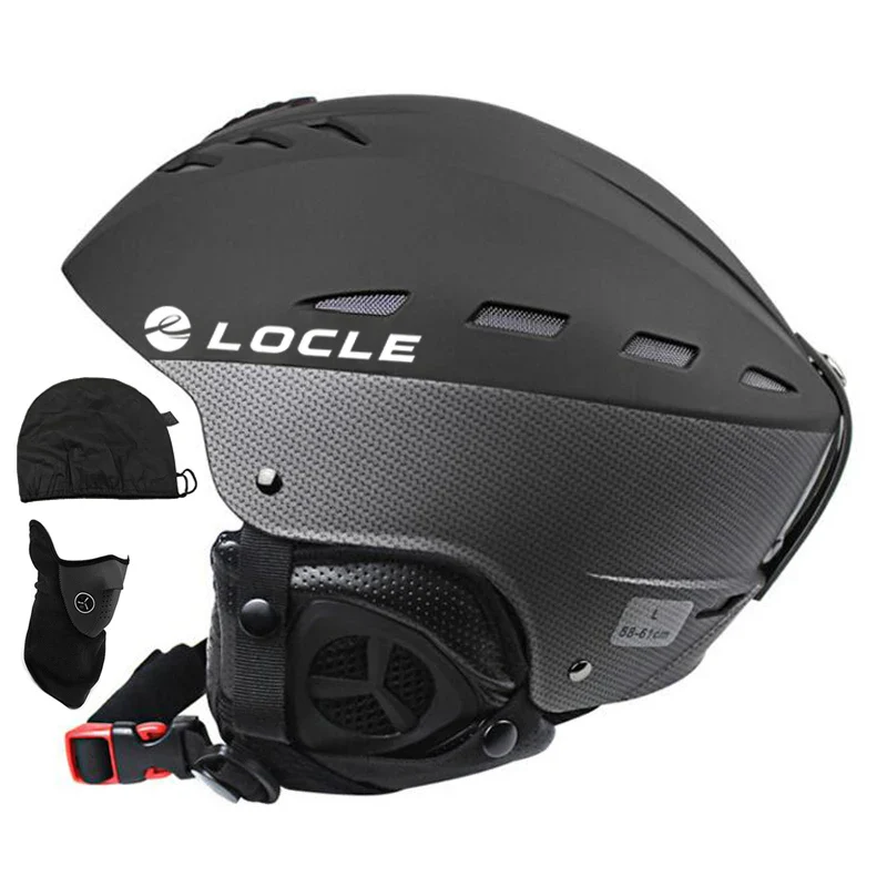 LOCLE Matte Black and White Snowboard Helmet - Imagen 4