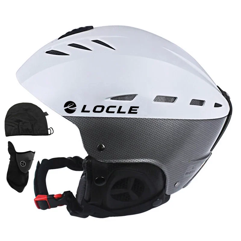 LOCLE Matte Black and White Snowboard Helmet - Imagen 6