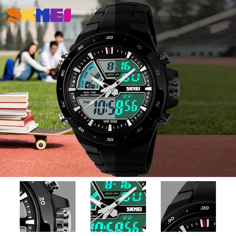 SKMEI Sport Watch Men Fashion Casual Alarm Clock Waterproof Military Chrono Dual Display Wristwatches Relogio Masculino 1016 - Imagen 5