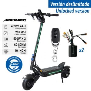 Patinete Eléctrico Adasmart Tank DUAL 48V 23,4Ah EVE (Deslimitado con mando)