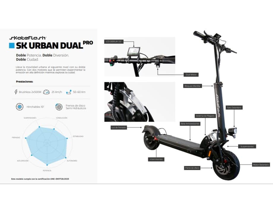 Patinete Eléctrico SkateFlash SK Urban Dual Pro - Imagen 8