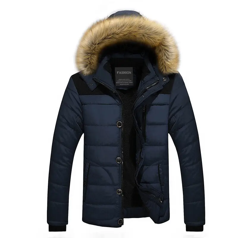 AEMAPE Mens Fur Hooded Quilted Parka Down Jacket - Imagen 7