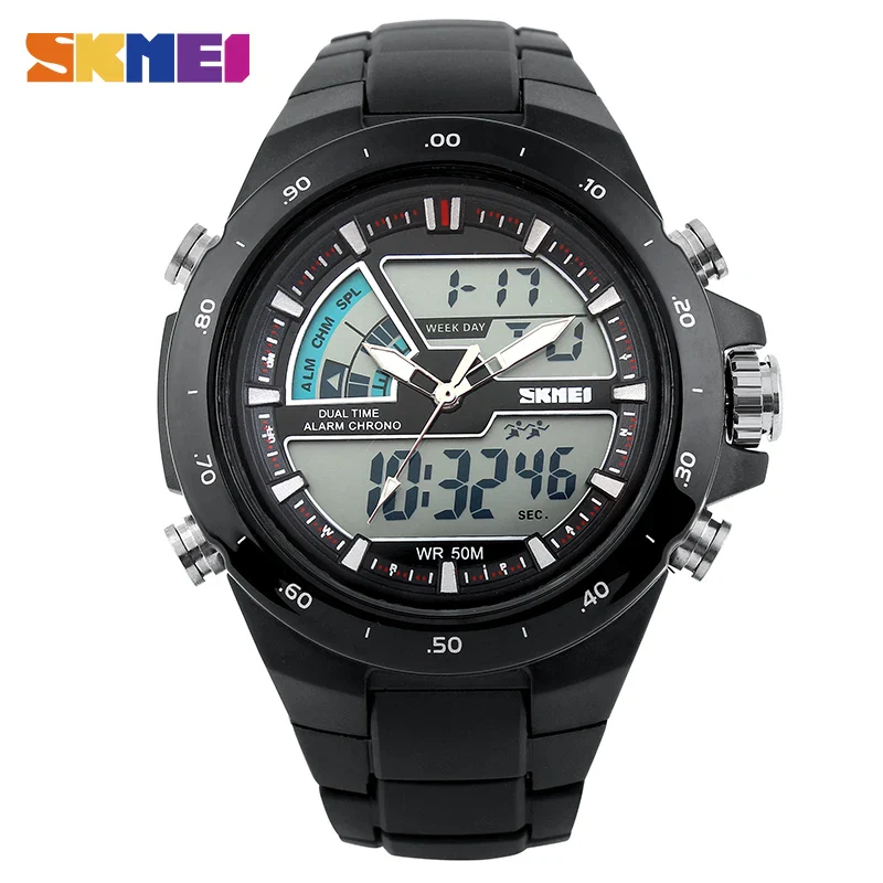 SKMEI Sport Watch Men Fashion Casual Alarm Clock Waterproof Military Chrono Dual Display Wristwatches Relogio Masculino 1016 - Imagen 9