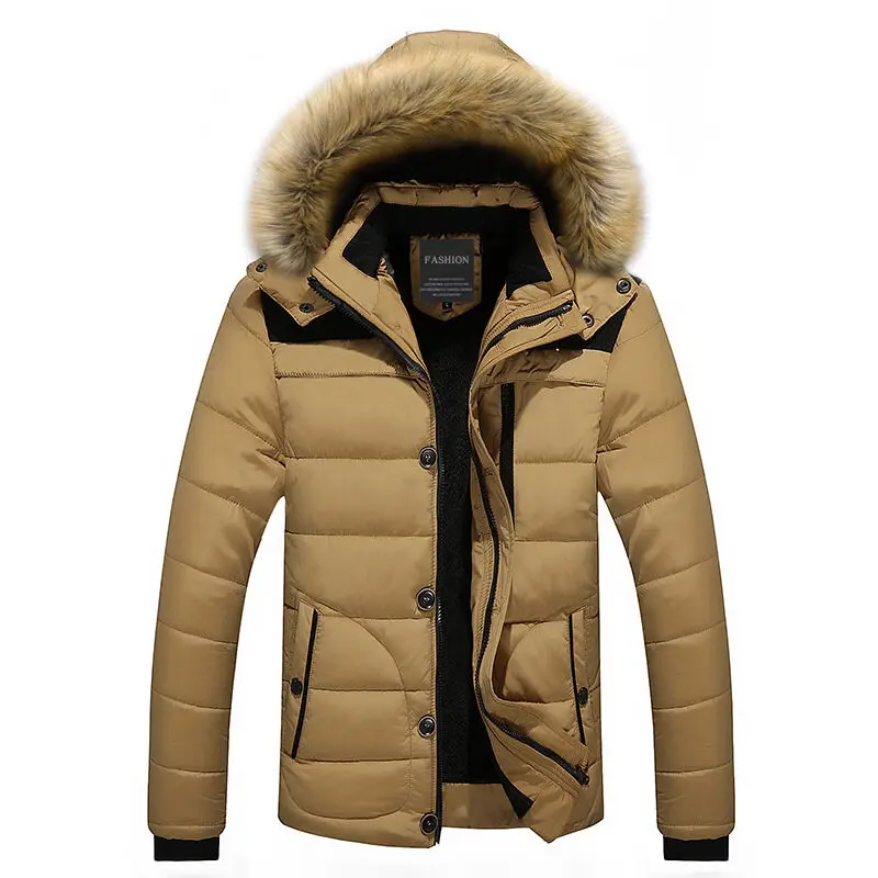 AEMAPE Mens Fur Hooded Quilted Parka Down Jacket - Imagen 2