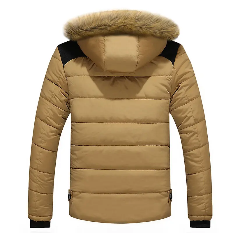 AEMAPE Mens Fur Hooded Quilted Parka Down Jacket - Imagen 3