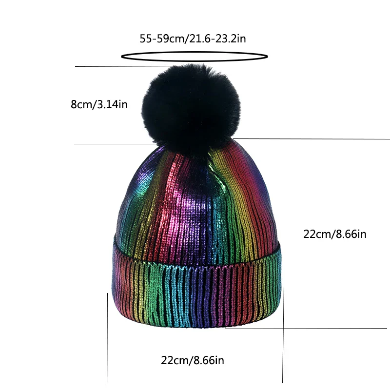 SHINY Funky Colors Ski Snowboard Beanie - Imagen 5