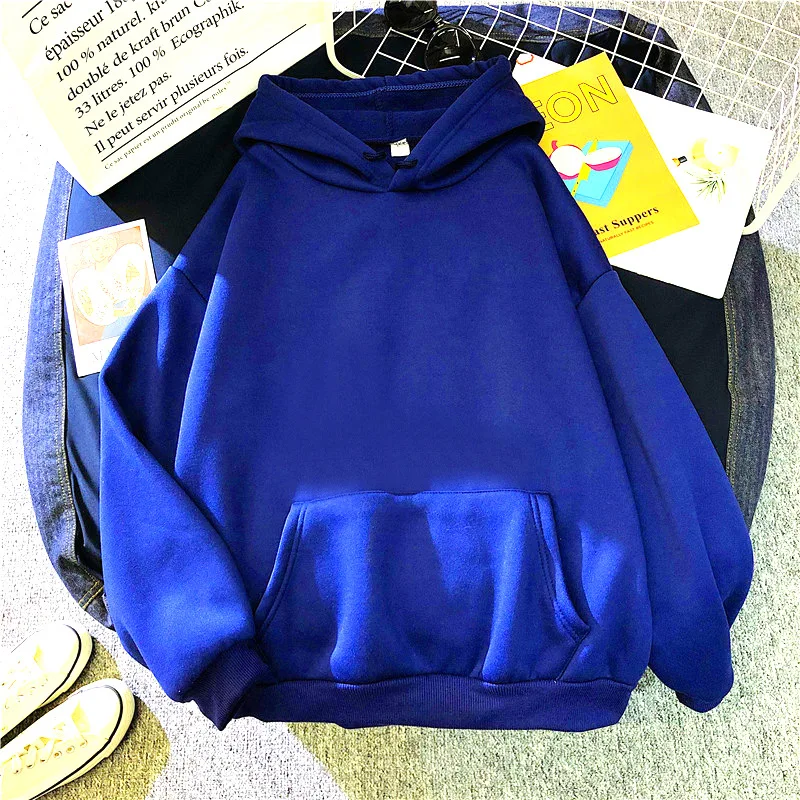 Women Fashion Hoodie Coat Spring Autumn Long Sleeve Pullover Round Neck Clothing Casual Solid Color Streetwear - Imagen 4