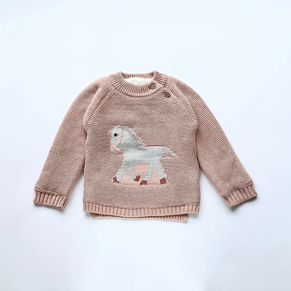 MILANCEL Winter New Cartoon Kids Baby Sweaters Fur Lining Kids Knitwear Fleece Boys Pullover Coat - Imagen 4
