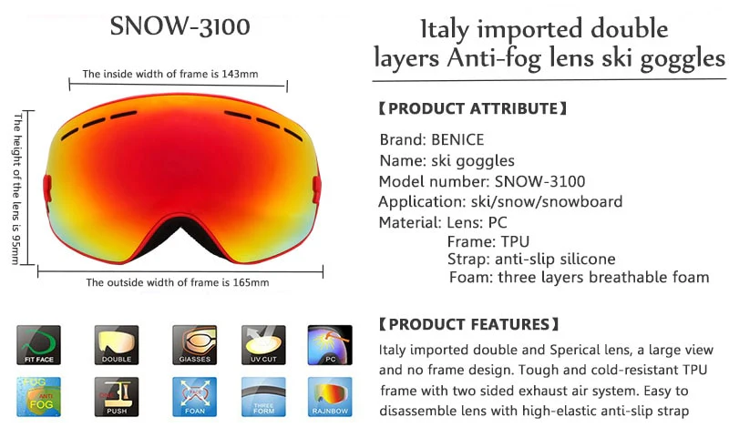 HUOXIN Snowboard Goggles - AntiFog - Imagen 4